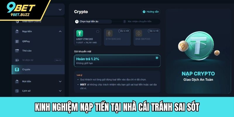 Kinh nghiệm nạp tiền tại nhà cái tránh sai sót